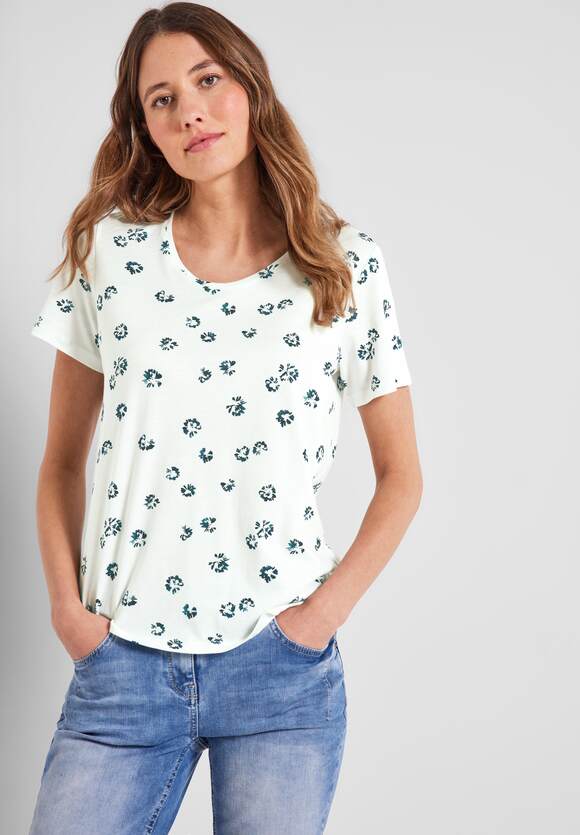 CECIL Vanilla T-Shirt CECIL Online-Shop - Minimalmuster Style Anisa White | Damen - mit