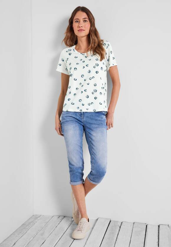 CECIL T-Shirt Online-Shop White Minimalmuster mit CECIL Damen Anisa - - Vanilla | Style