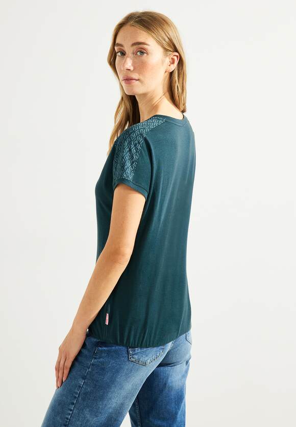 CECIL Shirt mit Schulterprint Damen - Deep Lake Green | CECIL Online-Shop | Rundhalsshirts