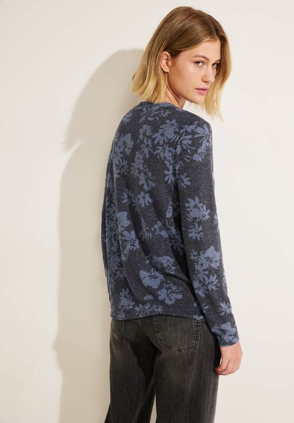 Damen Blue CECIL Sky | Melange Night mit - Online-Shop Shirt CECIL Blumenmuster