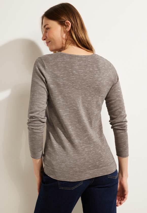 Heather - Online-Shop Struktur CECIL Damen Taupe Pullover | Melange Streifen CECIL