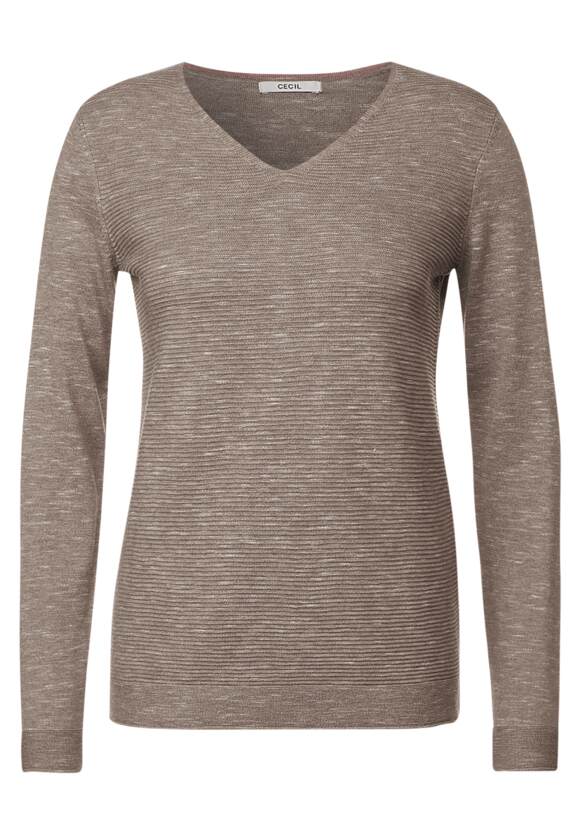 CECIL Struktur Streifen Pullover Damen - Heather Taupe Melange | CECIL  Online-Shop