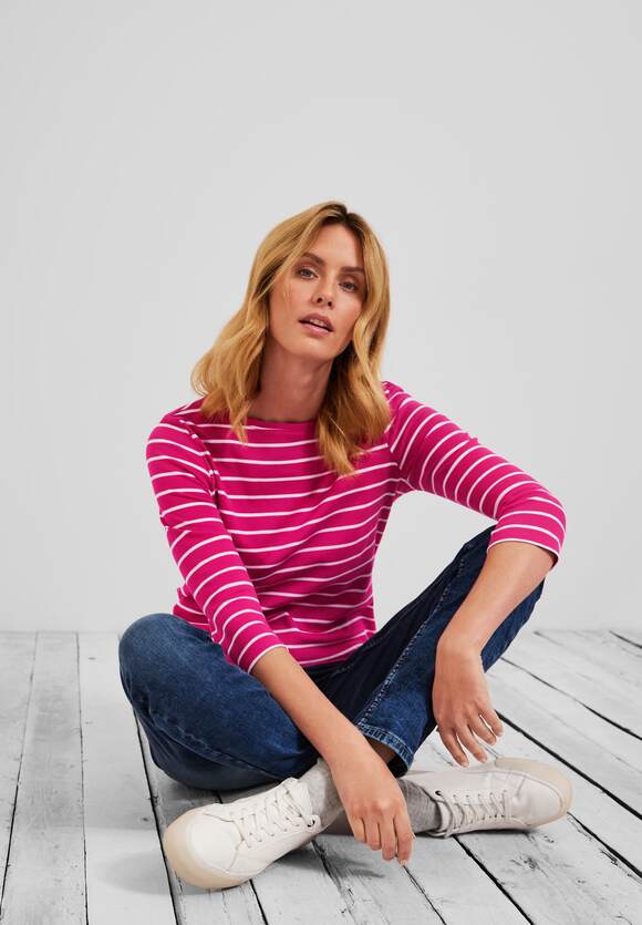 Online-Shop Streifenmuster | - mit Radiant Damen Pink CECIL Shirt CECIL