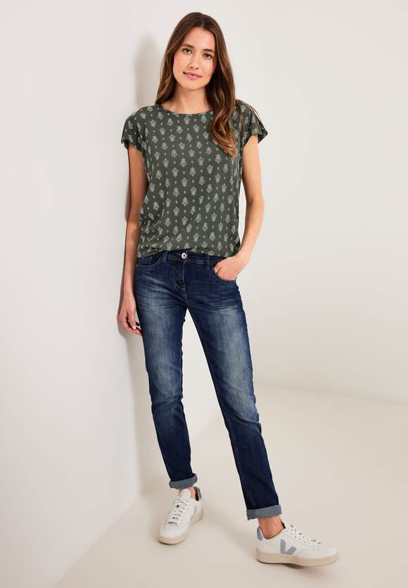 Online-Shop CECIL CECIL Minimalprint - Damen Khaki Bluse | Sporty mit