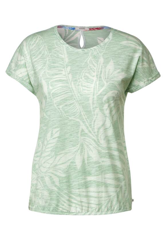 Blätterprint CECIL Green Damen T-Shirt Fresh | mit Online-Shop - CECIL Salvia