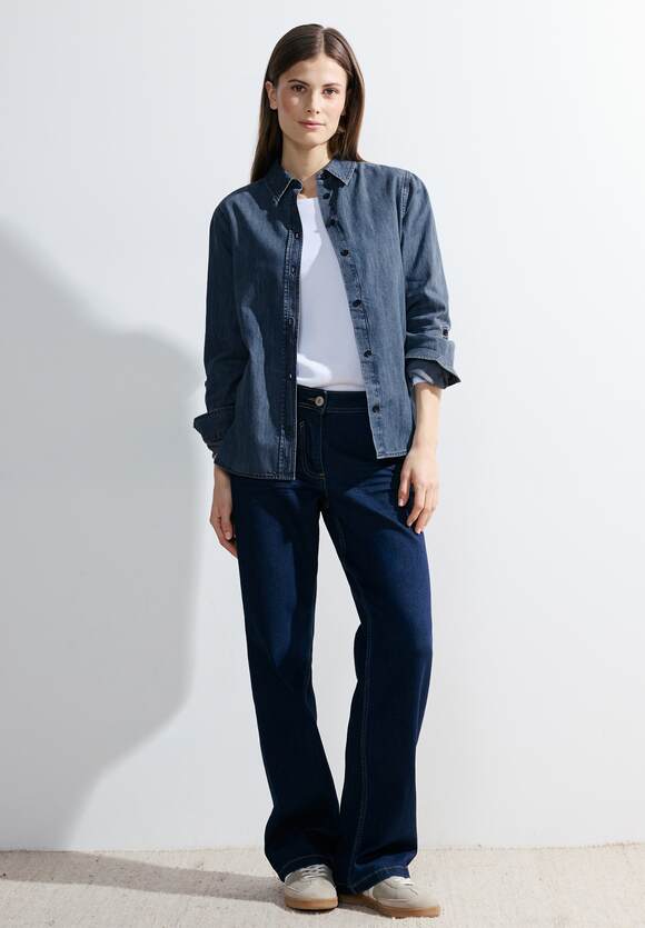 CECIL Jeansbluse in Wash Mid Damen Blau CECIL Online-Shop | Blue 