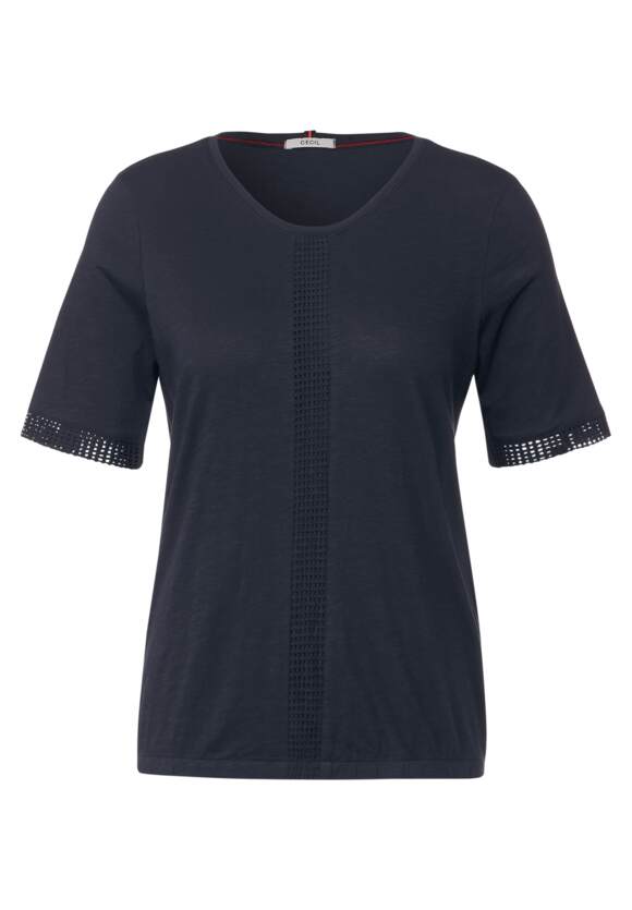 CECIL T-Shirt mit | CECIL Spitzeneinsätzen - Deep Online-Shop Blue Damen