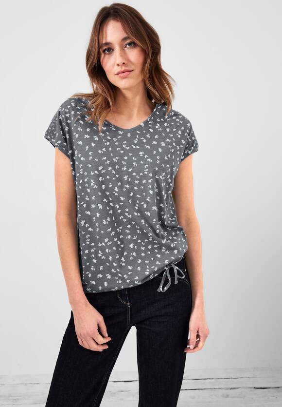 CECIL T-Shirt mit CECIL Smokdetails - Damen | Graphite Online-Shop Light Grey