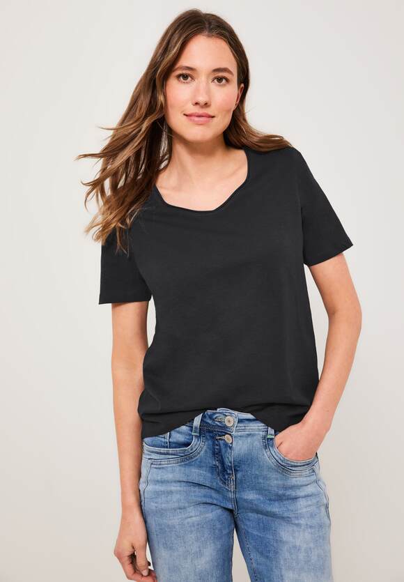 CECIL Basic T-shirt in effen kleur Dames - Carbon Grey | CECIL Online-Shop