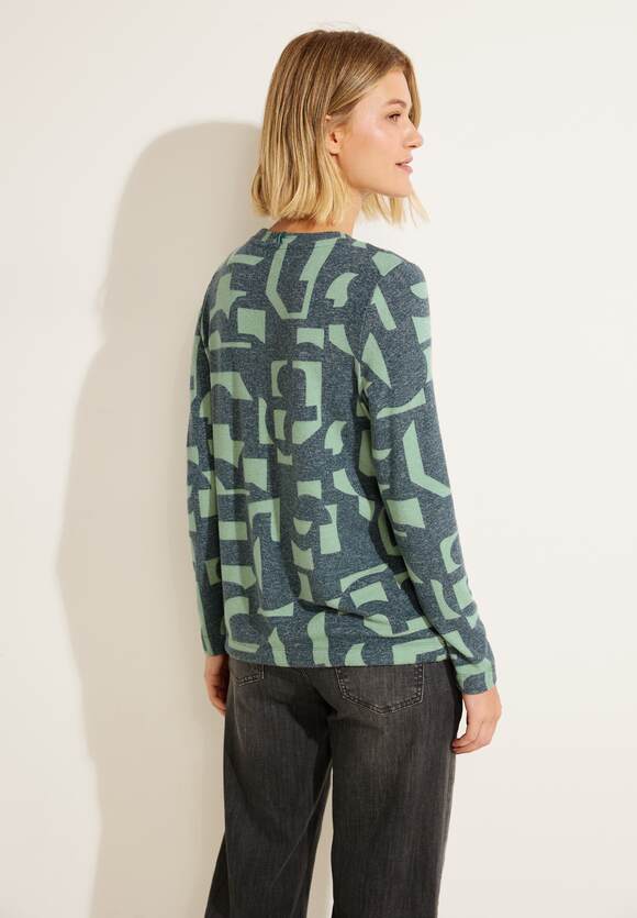 Online-Shop Green Lake Damen CECIL mit Print | Letter - Deep Melange Shirt CECIL
