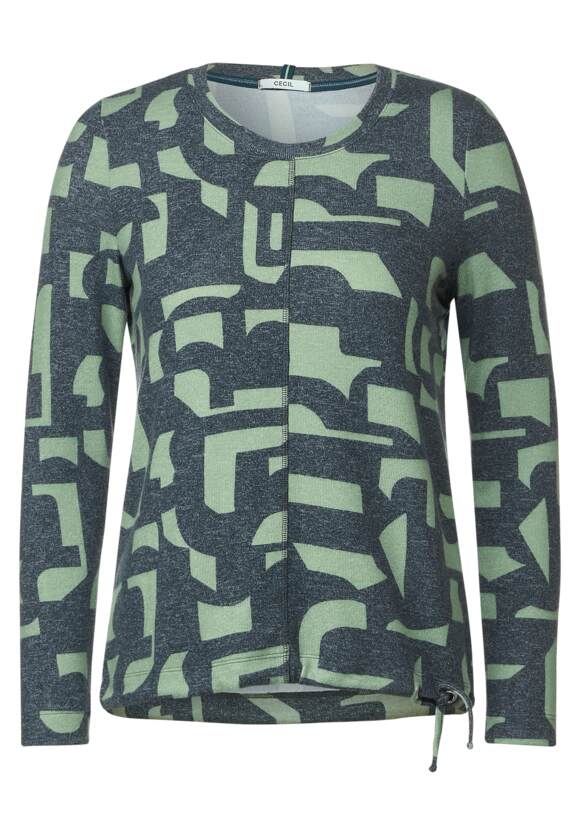 | Damen Online-Shop Letter Deep CECIL Shirt CECIL Lake Melange mit Print - Green
