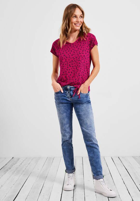 Damen Smokdetails Pink mit | CECIL T-Shirt Radiant CECIL - Online-Shop