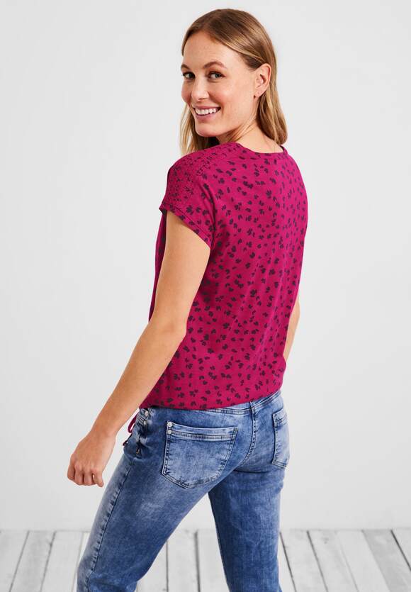 - Online-Shop CECIL Radiant T-Shirt Pink CECIL mit | Damen Smokdetails