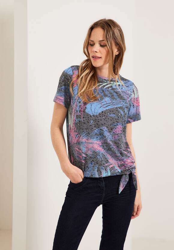 CECIL Burn Out Online-Shop Damen Carbon Print Shirt CECIL Out Grey Burn | 