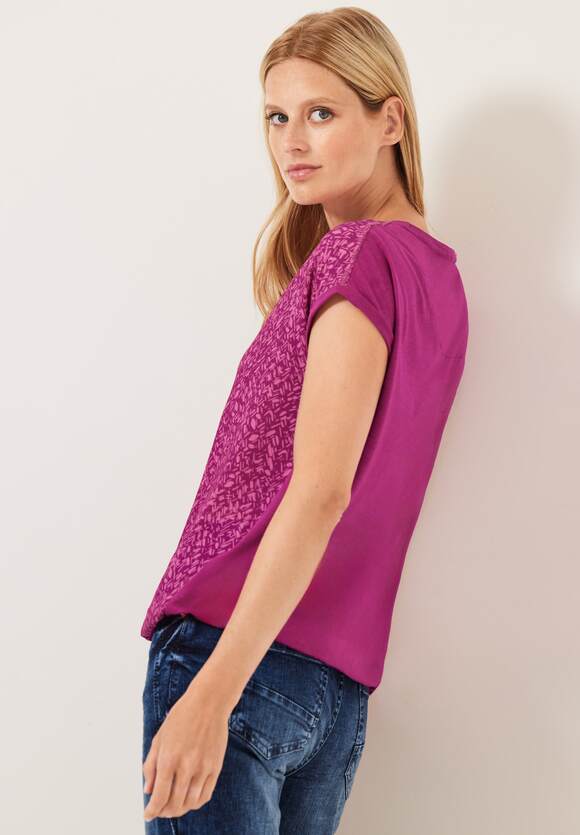 CECIL Materialmix T-Shirt Damen - Cool Pink | CECIL Online-Shop