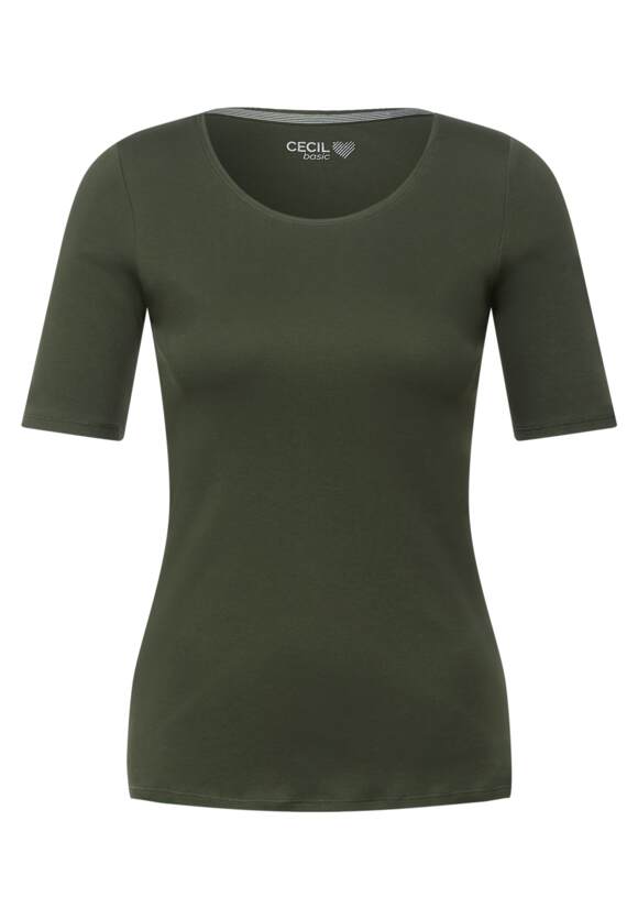 CECIL T-Shirt in Unifarbe Damen - Style Lena - Utility Olive | CECIL  Online-Shop | T-Shirts