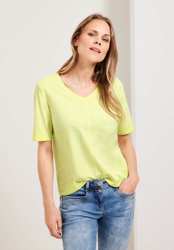 T-Shirt - Yellow Online-Shop CECIL | in Damen Limelight Washed Optik CECIL