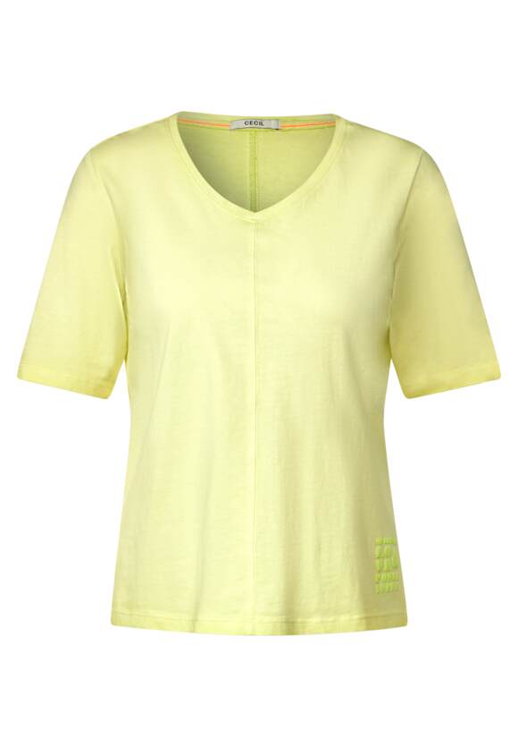 Top-Verkaufstaktik CECIL T-Shirt in Washed Limelight Damen Optik | Yellow CECIL - Online-Shop