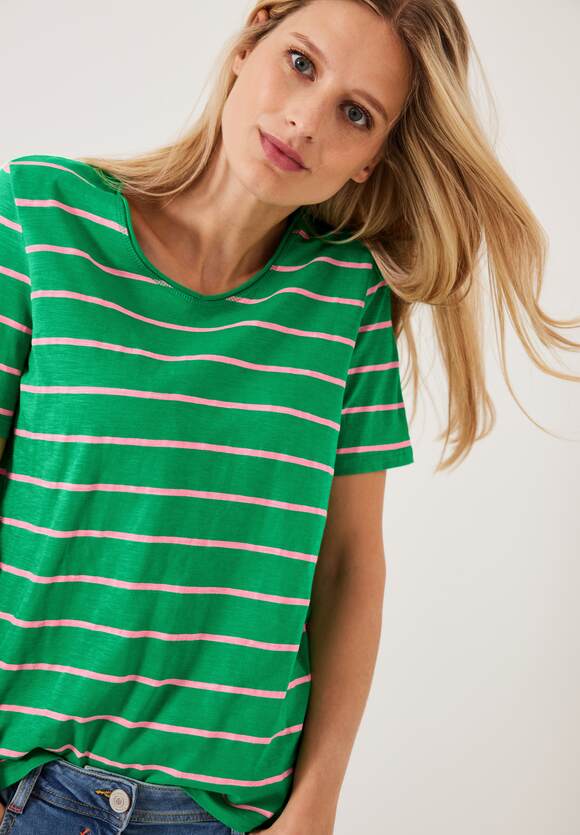 Fresh - CECIL Damen mit Streifenmuster Green Online-Shop T-Shirt CECIL |