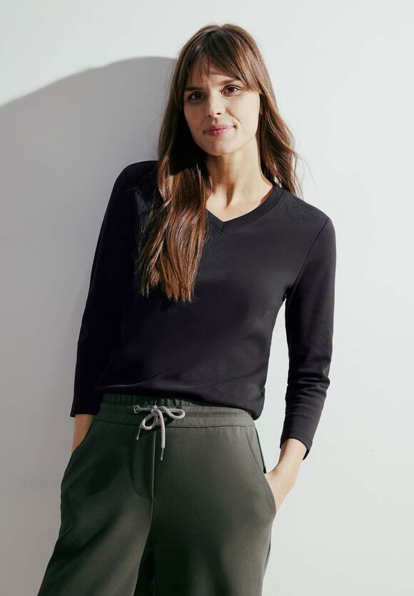 CECIL | Basic Damen - in Black Shirt Unifarbe Online-Shop CECIL
