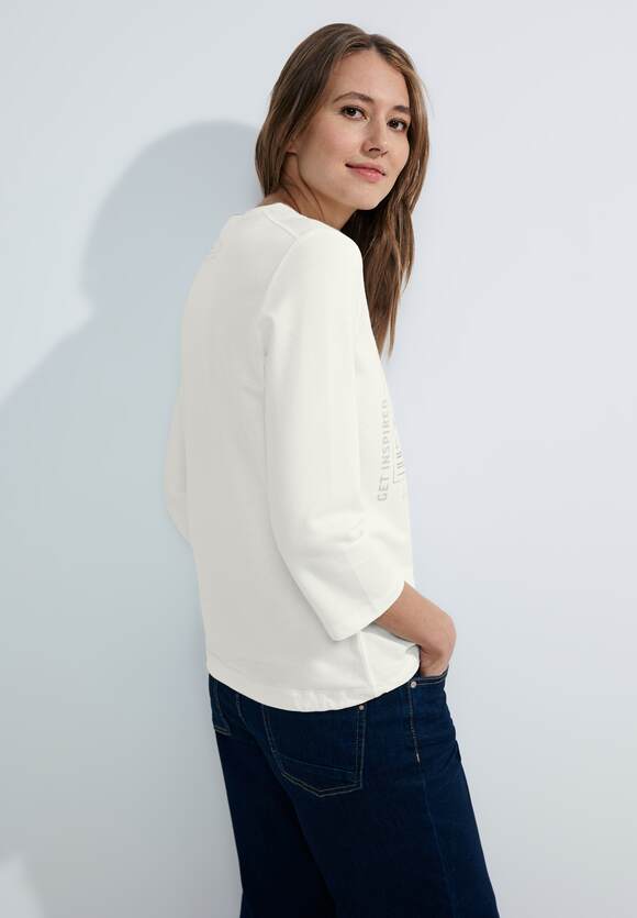 White Damen Online-Shop - Shirt mit Print Wording CECIL Vanilla | CECIL