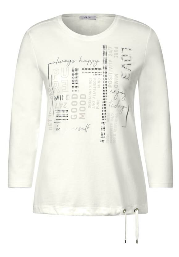 White Shirt - mit Online-Shop Damen Vanilla CECIL Wording Print | CECIL