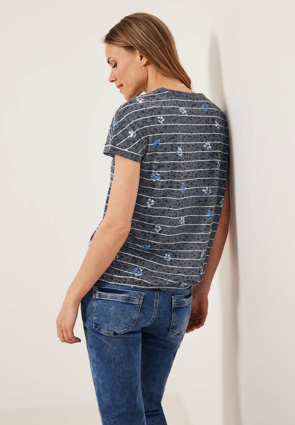 Deep Print Burn Online-Shop CECIL mit | Burn CECIL T-Shirt Out Blue - Damen Out