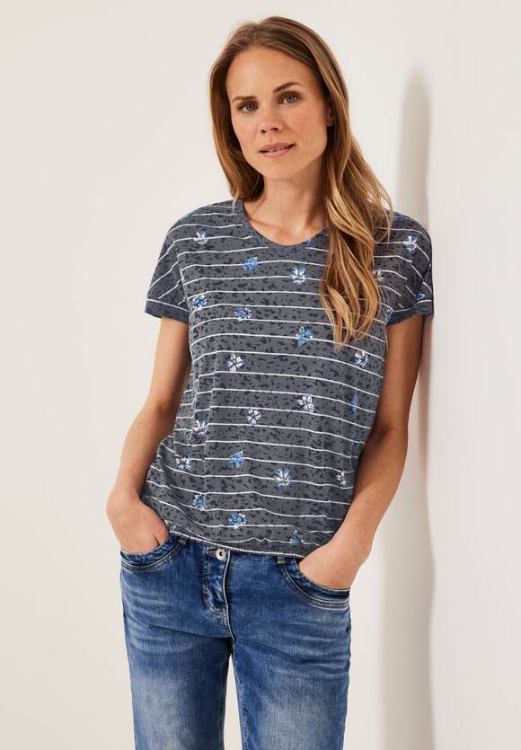 CECIL Burn Out T-Shirt mit Online-Shop - Burn Deep Out Print | Damen Blue CECIL