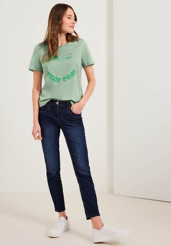 Damen Fotoprint Green Smiley T-Shirt Fresh Salvia Online-Shop CECIL CECIL | -