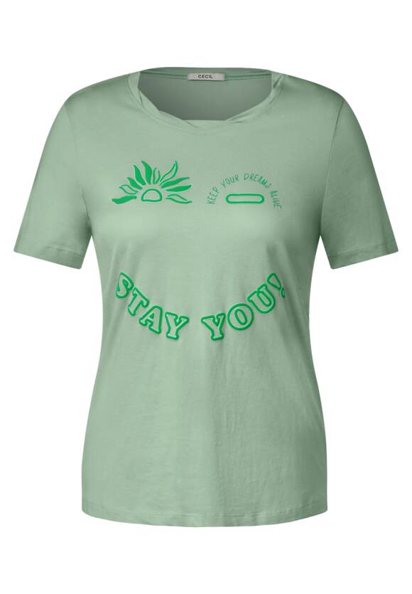 CECIL Damen T-Shirt Fresh | CECIL Online-Shop Green Salvia Fotoprint - Smiley