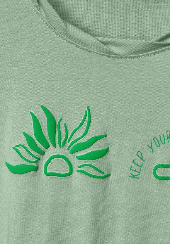 CECIL Smiley Damen Online-Shop CECIL Salvia Green | Fresh - T-Shirt Fotoprint