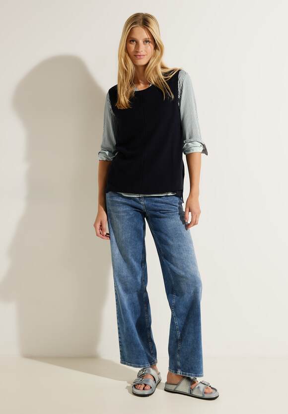 CECIL Bluse mit Graphite - Streifenmuster Damen Light Grey | CECIL Online-Shop