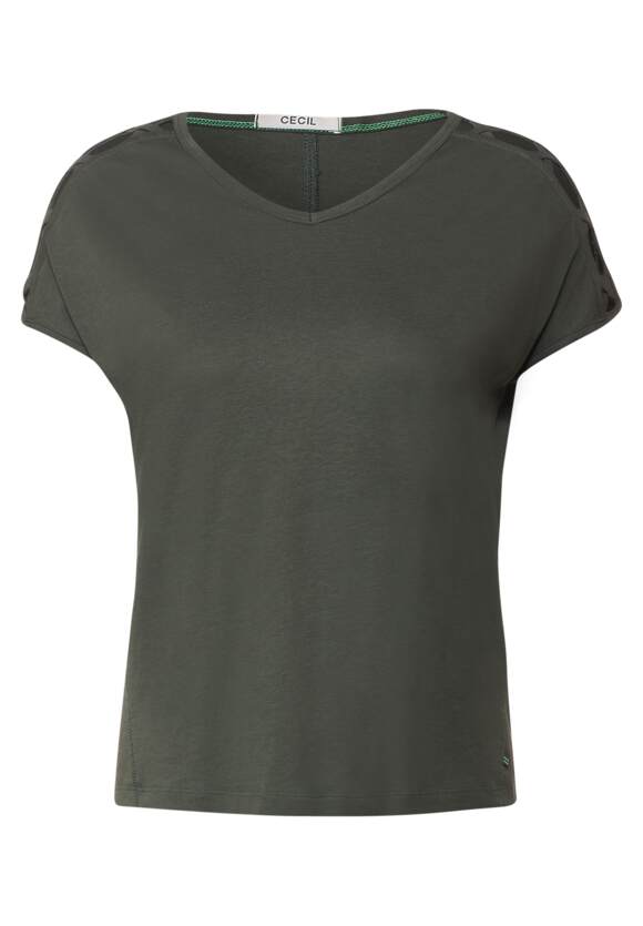 T-Shirt | Schulterdetail Online-Shop Sporty Khaki - CECIL Damen CECIL mit