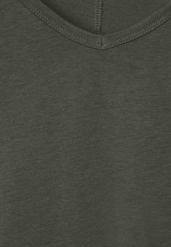 T-Shirt mit Damen Schulterdetail | Sporty CECIL Khaki Online-Shop CECIL -