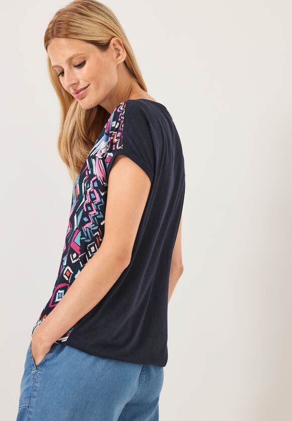 CECIL Materialmix T-Shirt Damen - Blue CECIL Online-Shop | Night Sky