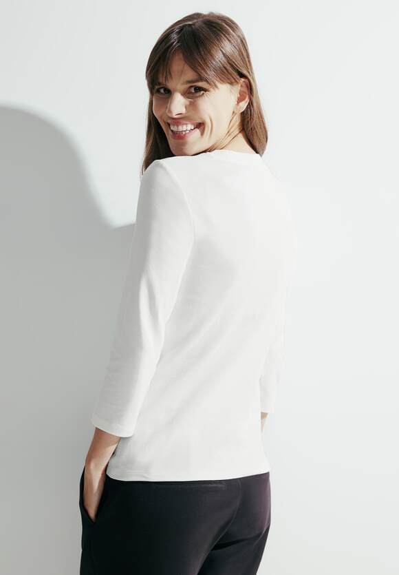 CECIL Damen White - Vanilla Langarmshirt Basic | Online-Shop CECIL