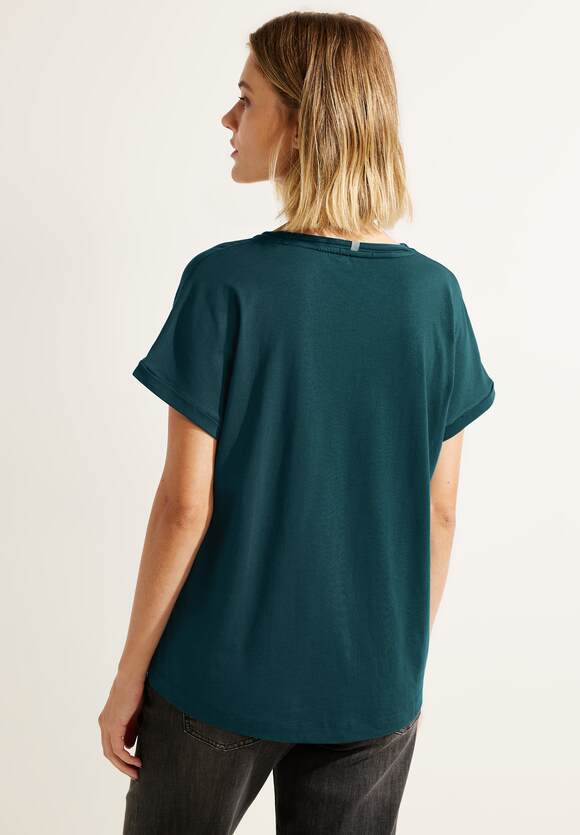 Shirt Materialmix CECIL - Green Online-Shop CECIL Damen Lake Deep |