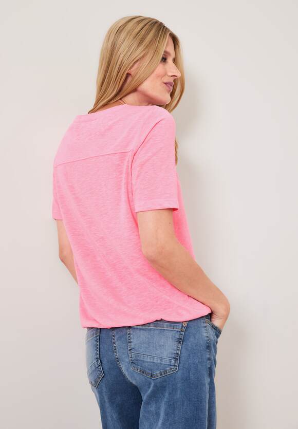 Pink CECIL | Elastiksaum mit Damen Online-Shop - Soft T-Shirt Neon CECIL