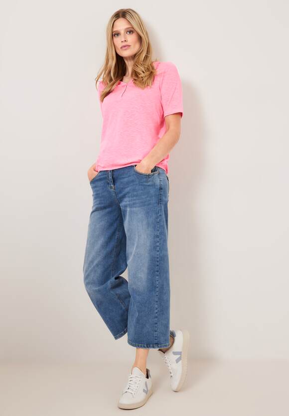 CECIL T-Shirt mit CECIL Damen Soft - | Pink Neon Elastiksaum Online-Shop