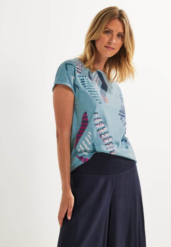 CECIL T-shirt met grafische print | Online-Shop CECIL Melange Dames Reef - Blue