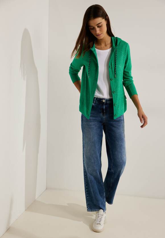 Online-Shop CECIL - Damen Melange CECIL Melange Cosy Shirtjacke Easy | Green