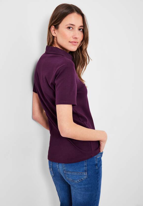 CECIL Basic Poloshirt Damen Unifarbe in Berry Online-Shop - | CECIL Deep