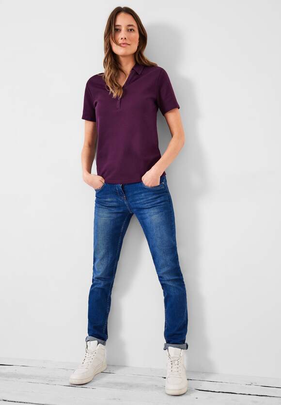 Basic | Online-Shop Damen CECIL Poloshirt - CECIL Deep Berry Unifarbe in