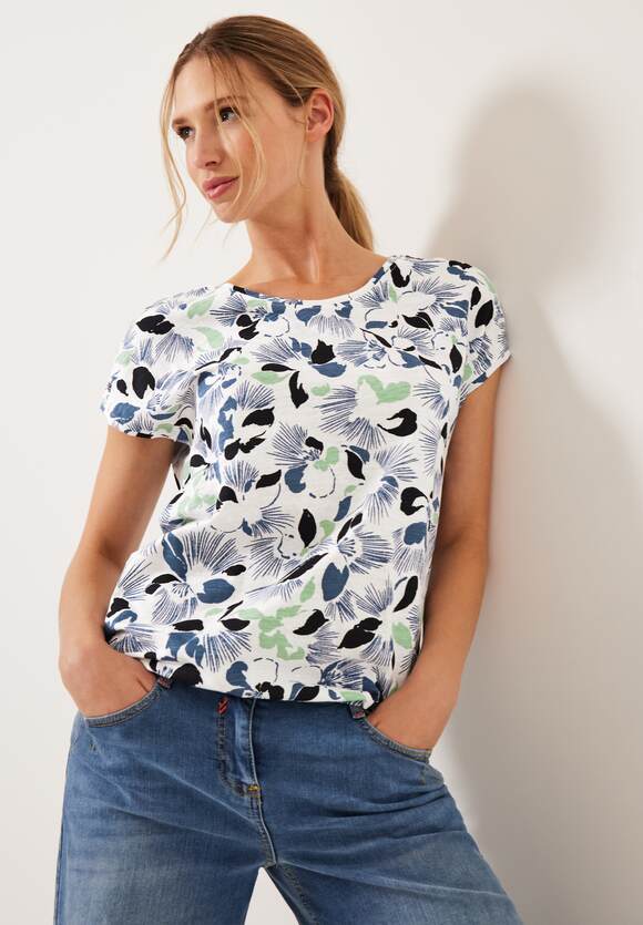CECIL Blumenprint White - CECIL Damen T-Shirt Online-Shop | Vanilla