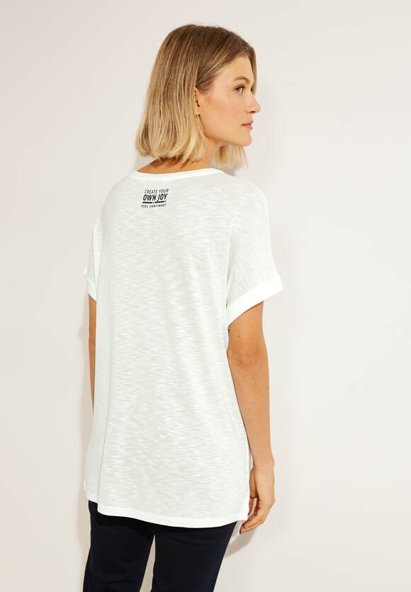 CECIL mit White Damen CECIL Vanilla Steinchen - Wording Shirt Online-Shop |