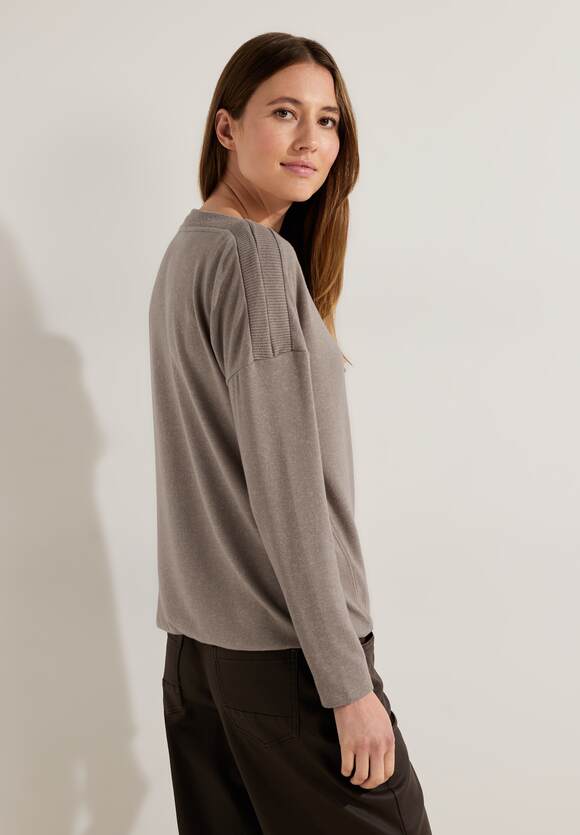 CECIL Cosy Langarmshirt Damen - Taupe Melange | CECIL Online-Shop