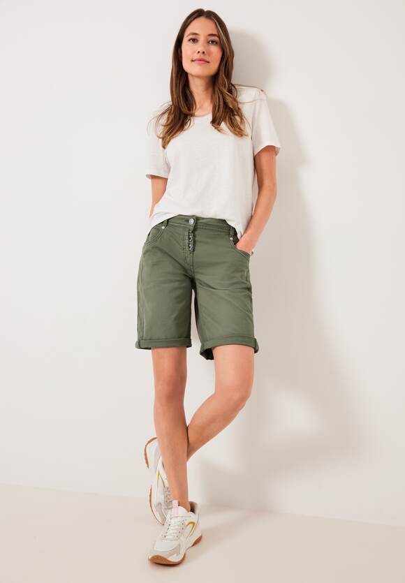 Scarlett CECIL Online-Shop Green Urban CECIL Loose Style Fit - Stretch Shorts - | Damen