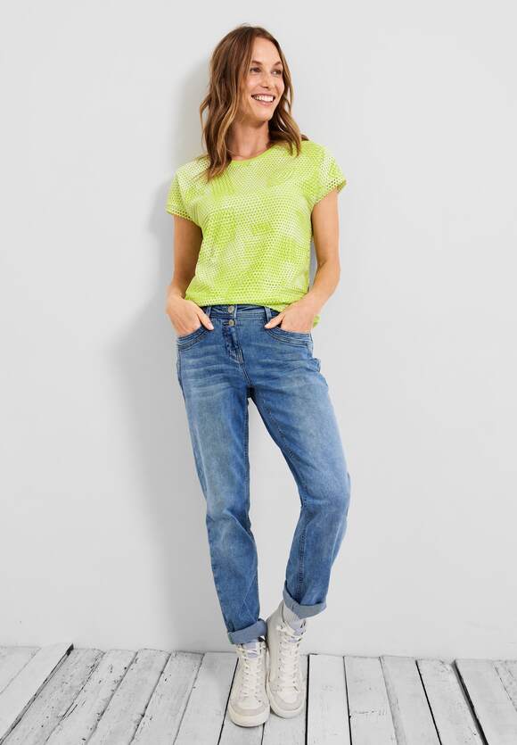 CECIL Mesh Mix T-Shirt Damen - Limelight Yellow | CECIL Online-Shop