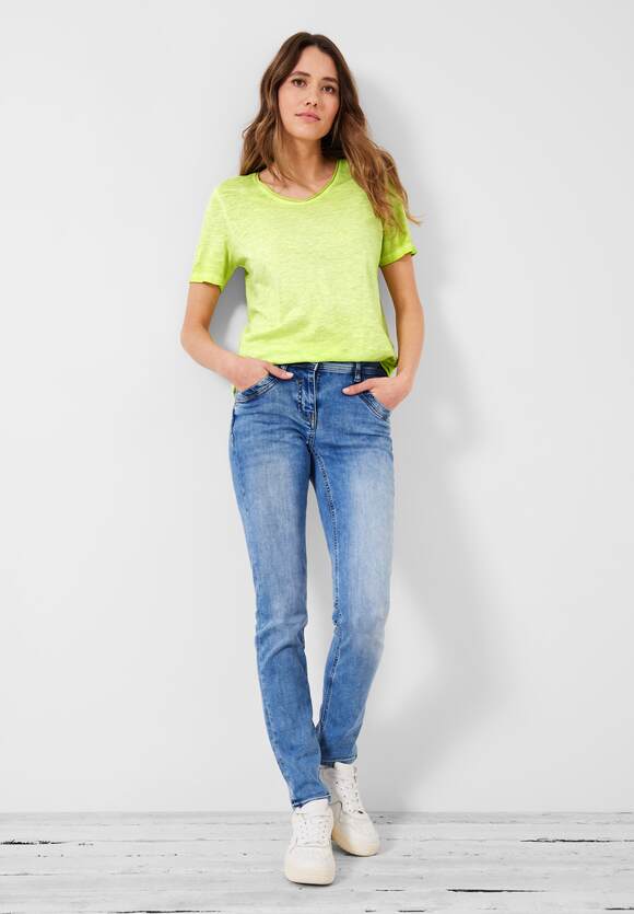 CECIL T-Shirt in Unifarbe | Limelight Damen Online-Shop - Yellow CECIL