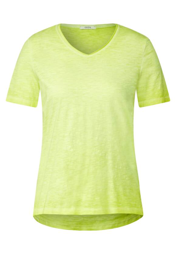 CECIL T-shirt in effen kleur | CECIL Yellow Limelight Dames - Online-Shop